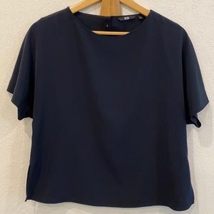 Uniqlo Boxy Top Navy Blue SZ S